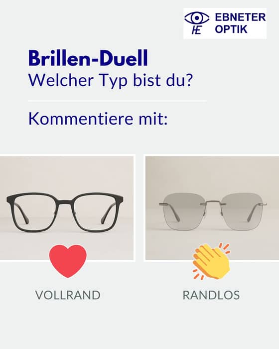 Klarer Rahmen oder fast unsichtbar? 👓✨
Vollrandbrillen bieten Struktur und Präsenz, randlose Fassungen halten sich dezent im Hintergrund.
Entdecke beide Looks und viele mehr in unserem aktuellen Sortiment im Geschäft! 👋